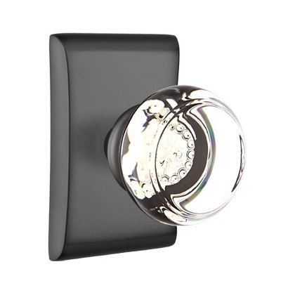Georgetown Passage Door Knob and Neos Rose with Concealed Screws in Flat Black