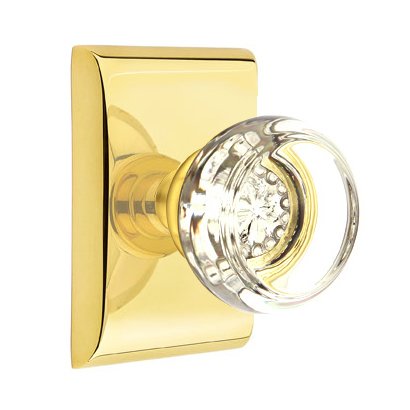 Georgetown Passage Door Knob with Neos Rose in Unlacquered Brass
