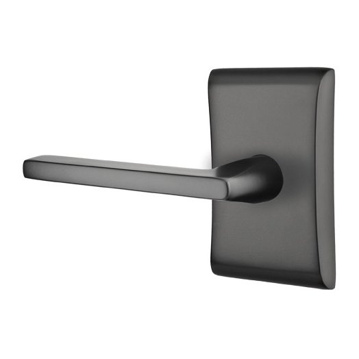 Passage Helios Left Handed Door Lever And Neos Rose with Concealed Screws in Flat Black