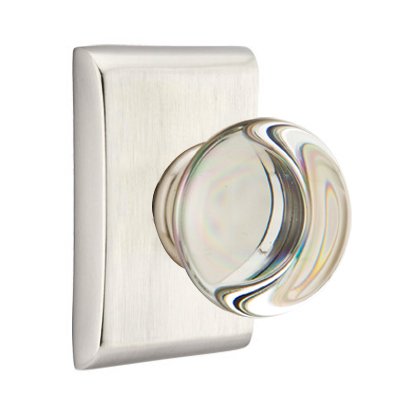 Providence Passage Door Knob and Neos Rose with Concealed Screws in Satin Nickel