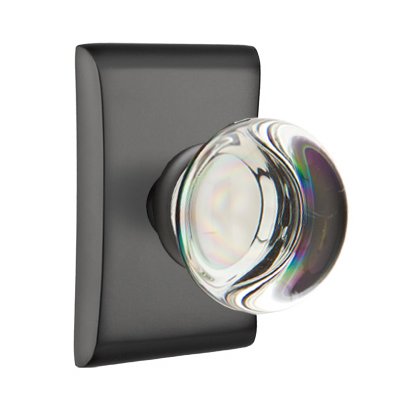 Providence Passage Door Knob and Neos Rose with Concealed Screws in Flat Black
