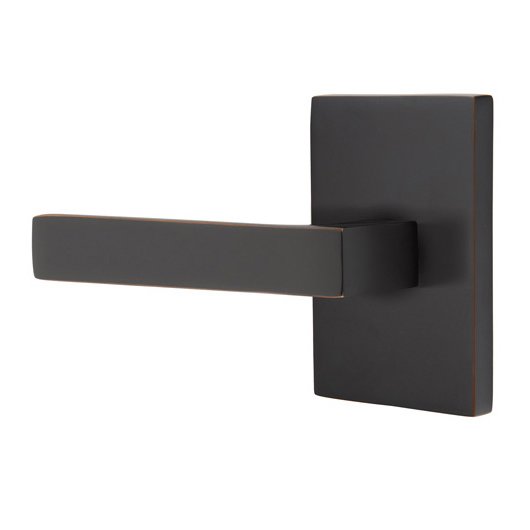 Passage Dumont Left Handed Lever with Modern Rectangular Rose and Concealed Screws in Oil Rubbed Bronze