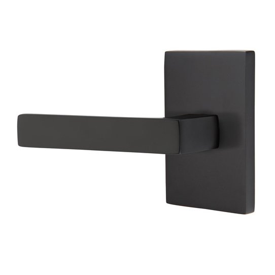 Passage Dumont Left Handed Lever with Modern Rectangular Rose and Concealed Screws in Flat Black