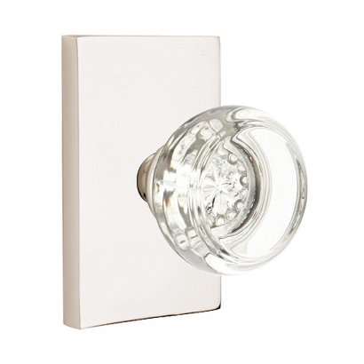 Georgetown Passage Door Knob and Modern Rectangular Rose with Concealed Screws in Polished Nickel