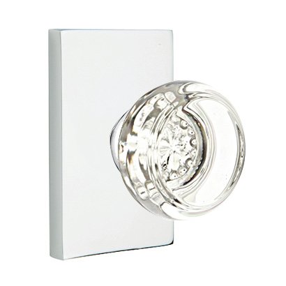 Georgetown Passage Door Knob and Modern Rectangular Rose with Concealed Screws in Polished Chrome