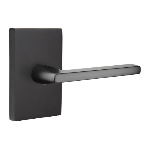 Passage Helios Right Handed Door Lever And Modern Rectangular Rose with Concealed Screws in Flat Black