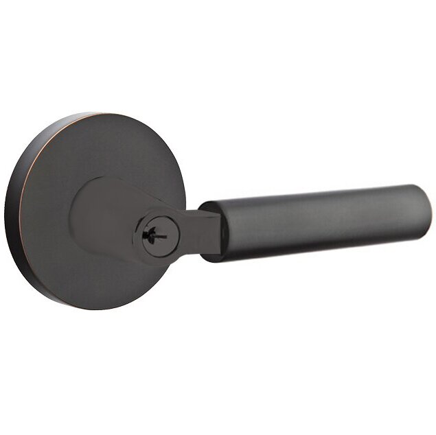 Keyed Right Handed Hercules Lever With Disk Rose in Oil Rubbed Bronze