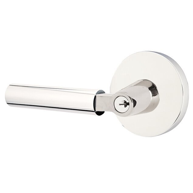 Keyed Left Handed Hercules Lever With Disk Rose in Polished Chrome