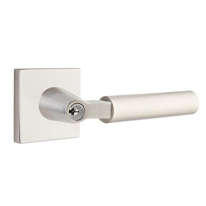Keyed Right Handed Hercules Lever With Square Rose in Satin Nickel
