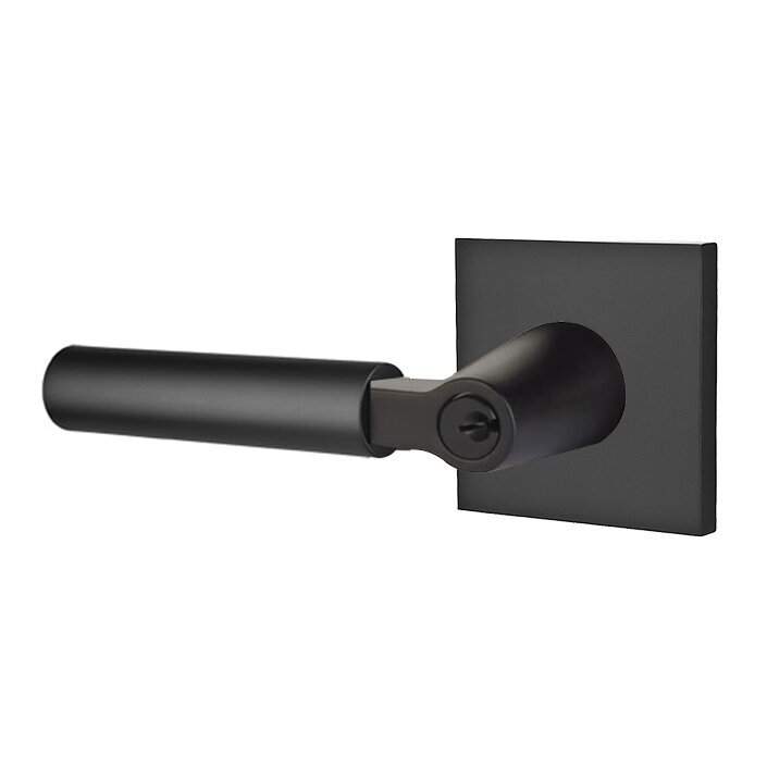 Keyed Left Handed Hercules Lever With Square Rose in Flat Black