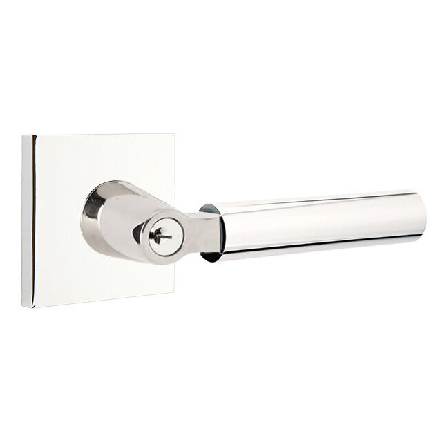 Keyed Right Handed Hercules Lever With Square Rose in Polished Chrome