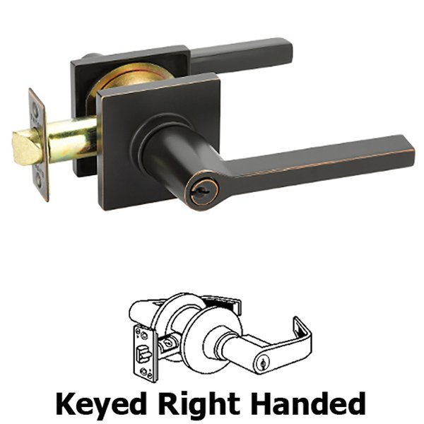Keyed Right Handed Helios Lever With Square Rose in Oil Rubbed Bronze