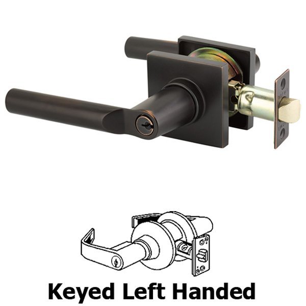 Keyed Left Handed Hanover Lever With Square Rose in Oil Rubbed Bronze