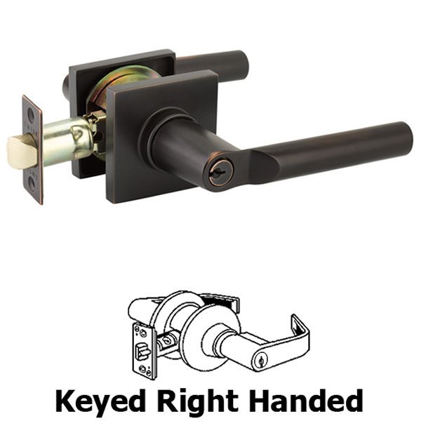 Keyed Right Handed Hanover Lever With Square Rose in Oil Rubbed Bronze