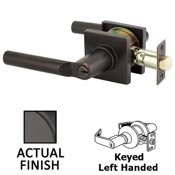 Keyed Left Handed Hanover Lever With Square Rose in Flat Black