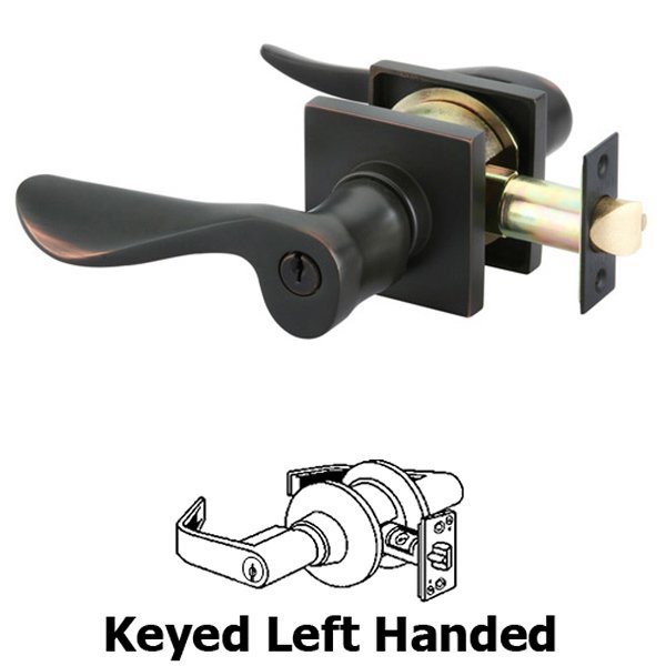 Keyed Left Handed Luzern Lever With Square Rose in Oil Rubbed Bronze
