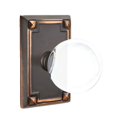 Bristol Privacy Door Knob and Arts & Crafts Rectangular Rose with Concealed Screws in Oil Rubbed Bronze