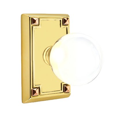Bristol Privacy Door Knob and Arts & Crafts Rectangular Rose with Concealed Screws in Unlacquered Brass