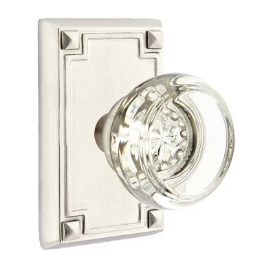 Georgetown Privacy Door Knob and Arts & Crafts Rectangular Rose with Concealed Screws in Satin Nickel