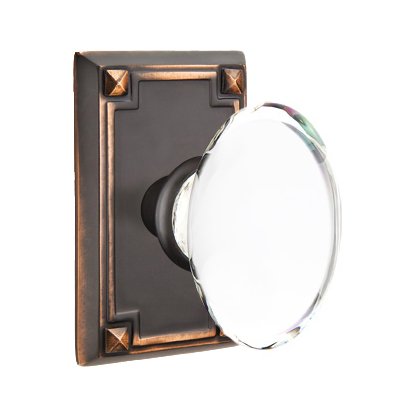 Hampton Privacy Door Knob and Arts & Crafts Rectangular Rose with Concealed Screws in Oil Rubbed Bronze