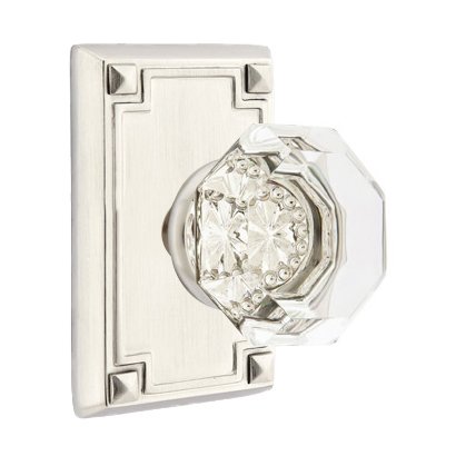 Old Town Privacy Door Knob with Arts & Crafts Rectangular Rose in Satin Nickel