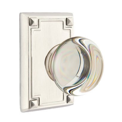 Providence Privacy Door Knob and Arts & Crafts Rectangular Rose with Concealed Screws in Satin Nickel