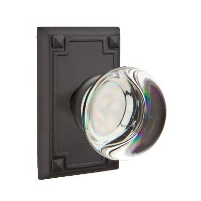 Providence Privacy Door Knob with Arts & Crafts Rectangular Rose in Flat Black