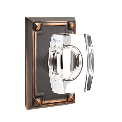 Windsor Privacy Door Knob with Arts & Crafts Rectangular Rose in Oil Rubbed Bronze