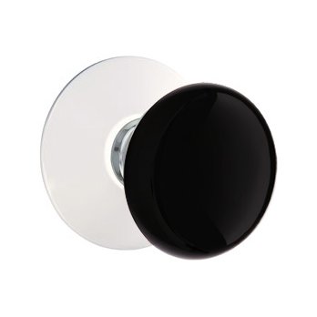 Privacy Ebony Knob And Modern Rosette With Concealed Screws in Polished Chrome