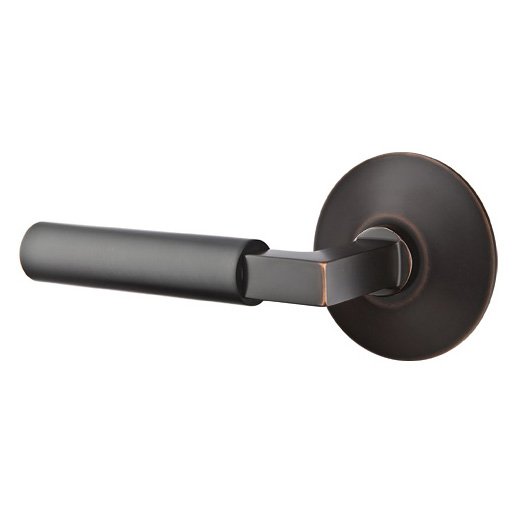 Privacy Hercules Left Handed Door Lever And Modern Rose with Concealed Screws in Oil Rubbed Bronze