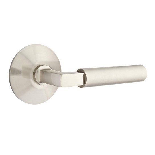 Privacy Hercules Right Handed Door Lever And Modern Rose with Concealed Screws in Satin Nickel