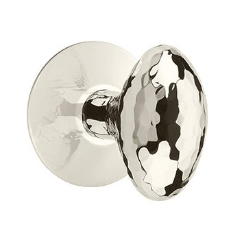 Privacy Hammered Egg Door Knob With Modern Rose in Polished Nickel