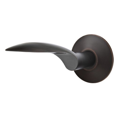 Privacy Mercury Left Handed Door Lever With Modern Rose in Oil Rubbed Bronze