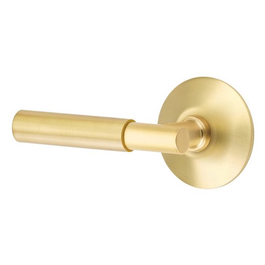 Privacy Myles Left Handed Lever with Modern Rose and Concealed Screws in Satin Brass