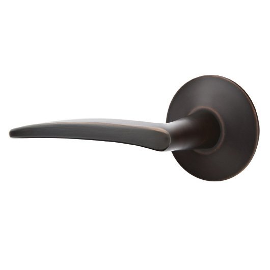 Privacy Poseidon Left Handed Door Lever And Modern Rose with Concealed Screws in Oil Rubbed Bronze