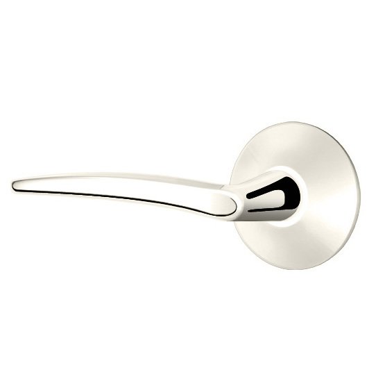 Privacy Poseidon Left Handed Door Lever And Modern Rose with Concealed Screws in Polished Nickel