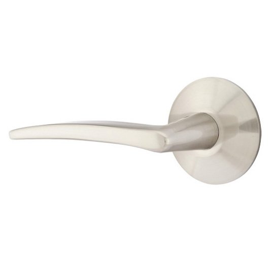Privacy Poseidon Left Handed Door Lever And Modern Rose with Concealed Screws in Satin Nickel