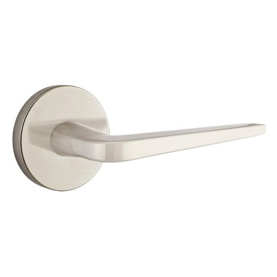Privacy Athena Right Handed Door Lever With Disk Rose in Satin Nickel
