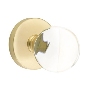 Bristol Privacy Door Knob with Disk Rose in Satin Brass
