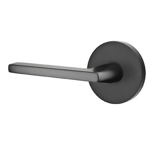 Privacy Helios Left Handed Door Lever With Disk Rose in Flat Black