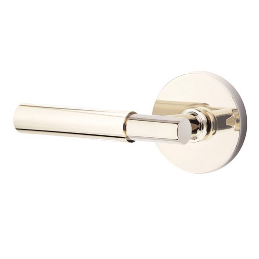 Privacy Myles Left Handed Lever with Disk Rose and Concealed Screws in Polished Nickel