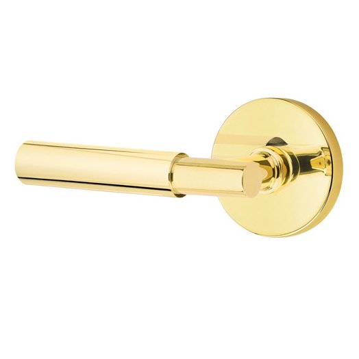 Privacy Myles Left Handed Lever with Disk Rose and Concealed Screws in Unlacquered Brass