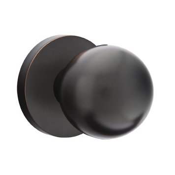 Privacy Orb Door Knob With Disk Rose in Oil Rubbed Bronze