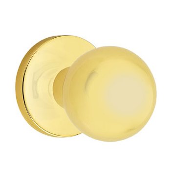 Privacy Orb Door Knob With Disk Rose in Unlacquered Brass