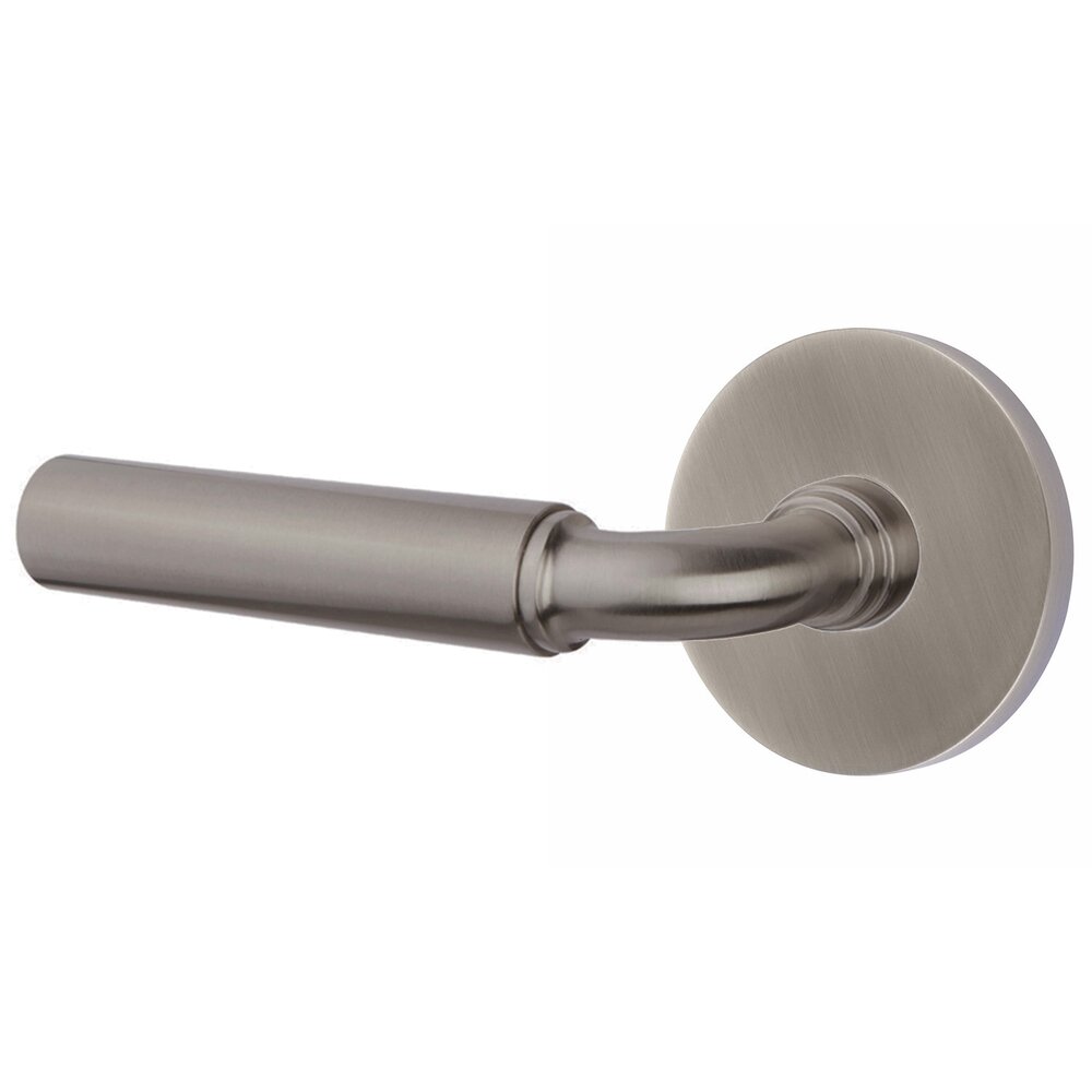 Privacy Smooth Left Handed Lever with R-Bar Stem and Disk Rose in Pewter