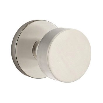 Privacy Round Door Knob With Disk Rose in Satin Nickel