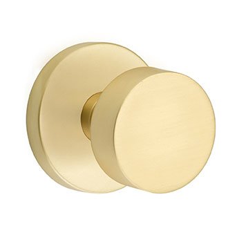 Privacy Round Door Knob With Disk Rose in Satin Brass