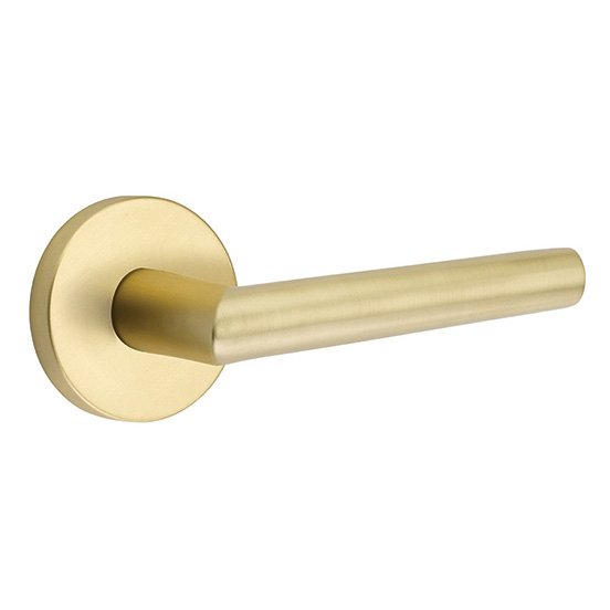 Privacy Stuttgart Right Handed Door Lever With Disk Rose in Satin Brass