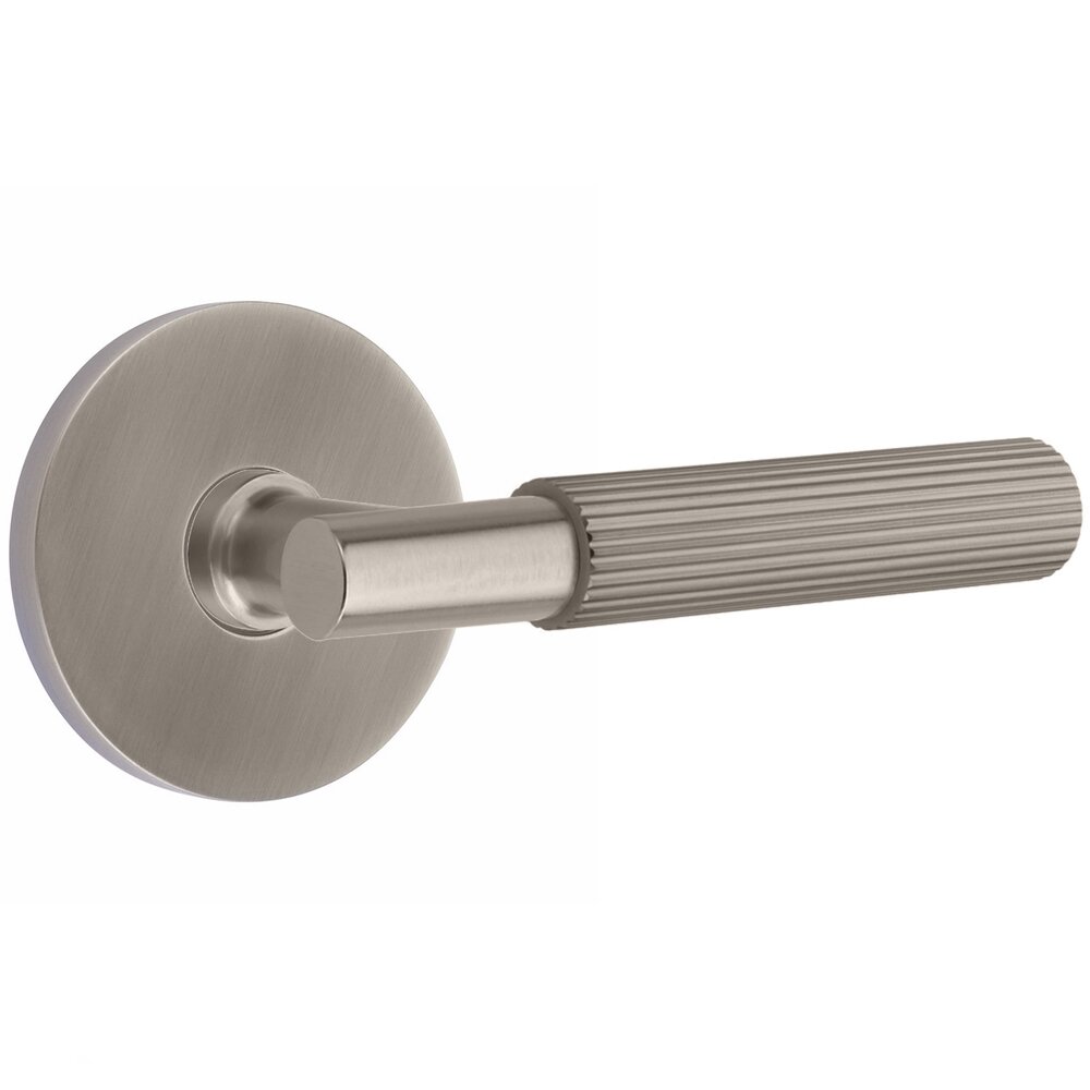 Privacy Straight Knurled Right Handed Lever With T-Bar Stem And Concealed Screw Disk Rose In Pewter