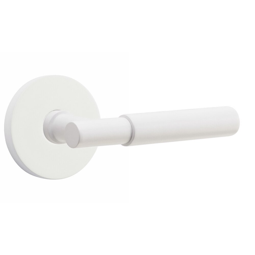 Privacy Smooth Right Handed Lever with T-Bar Stem and Disk Rose in Matte White